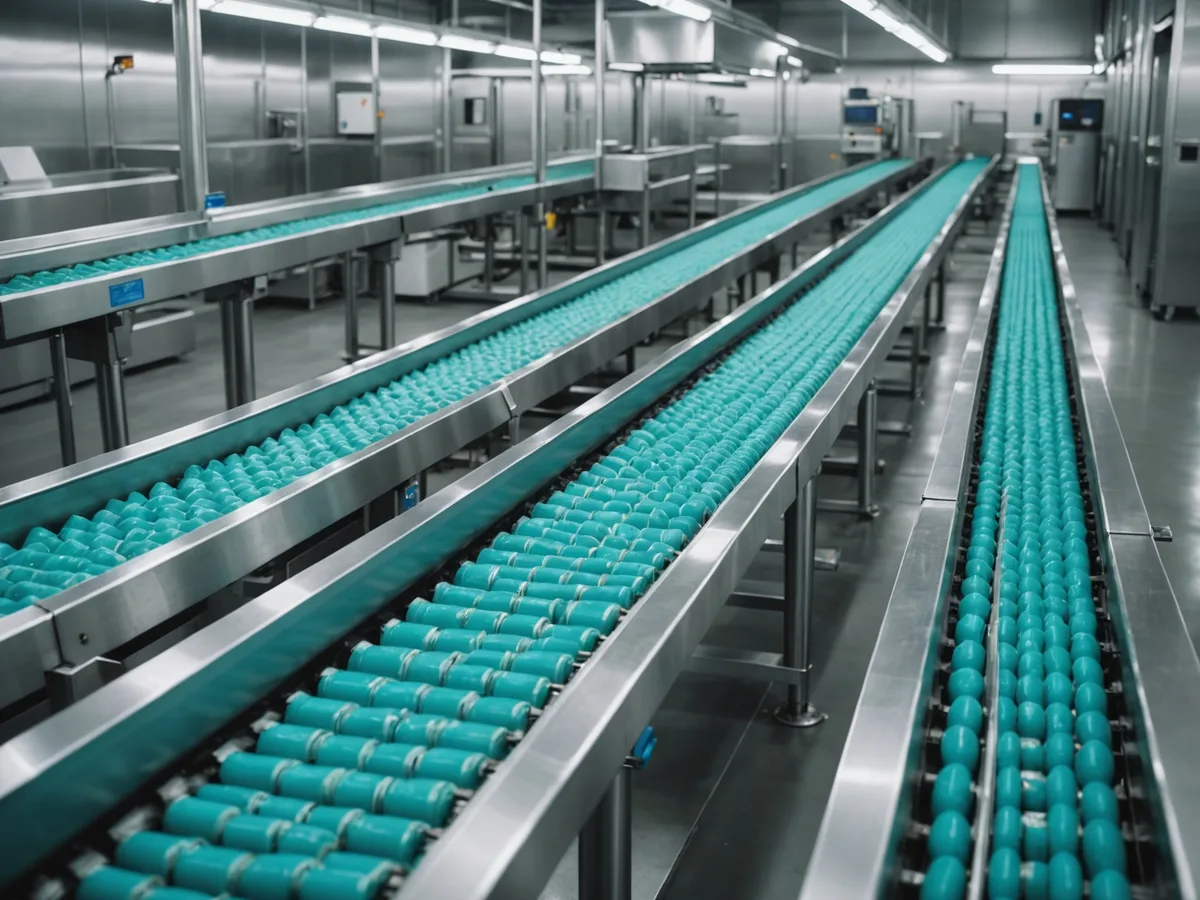 Stainless conveyor with overhead sensors measuring produce flow and yield