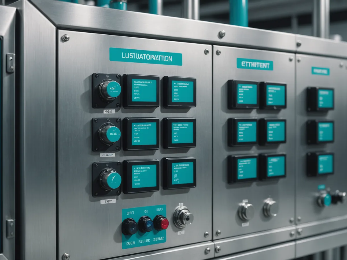 Industrial control cabinet with neatly routed cables and an OPC-UA connection panel